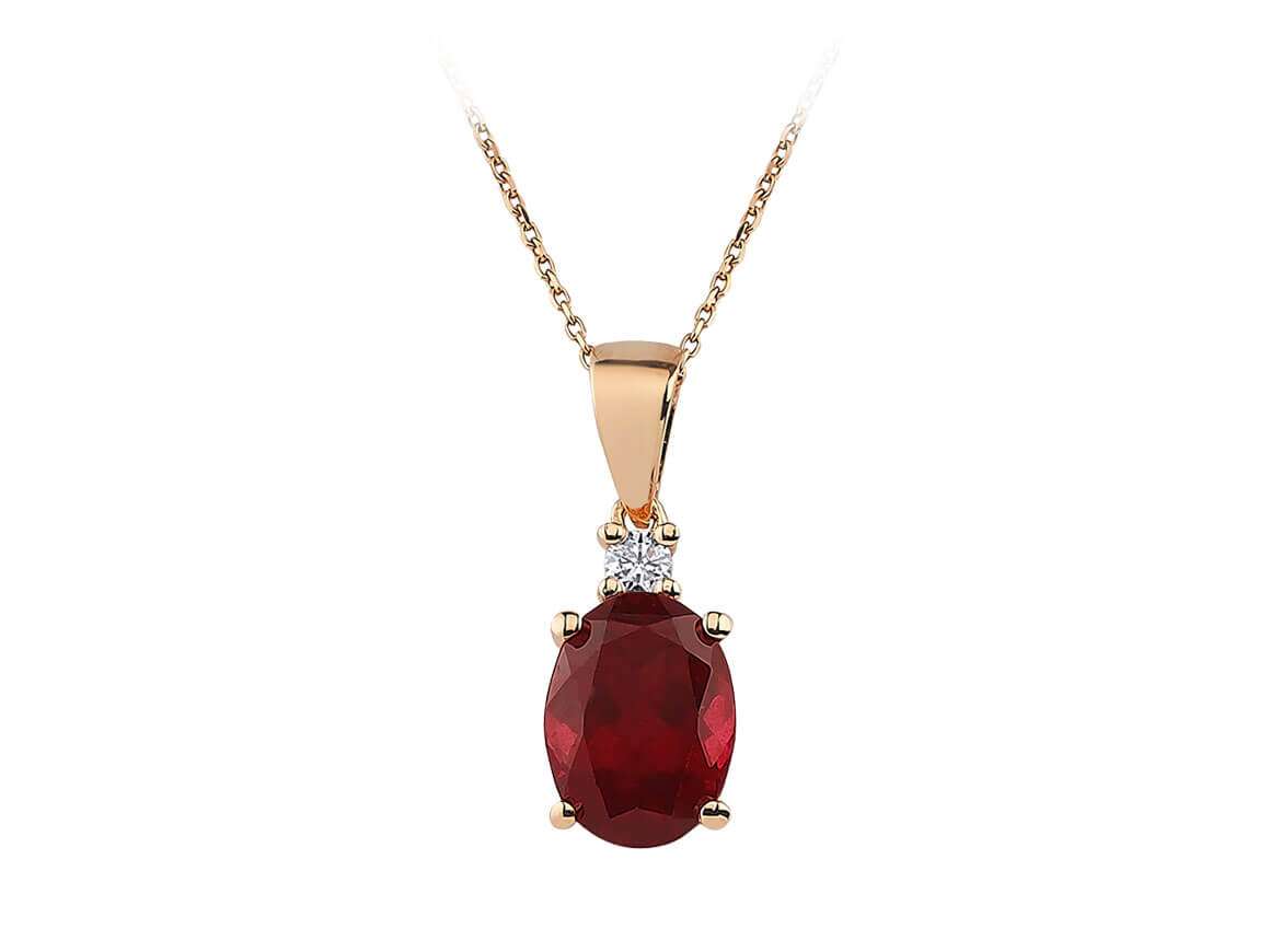 Diamond and Oval Pink Radolite Necklace