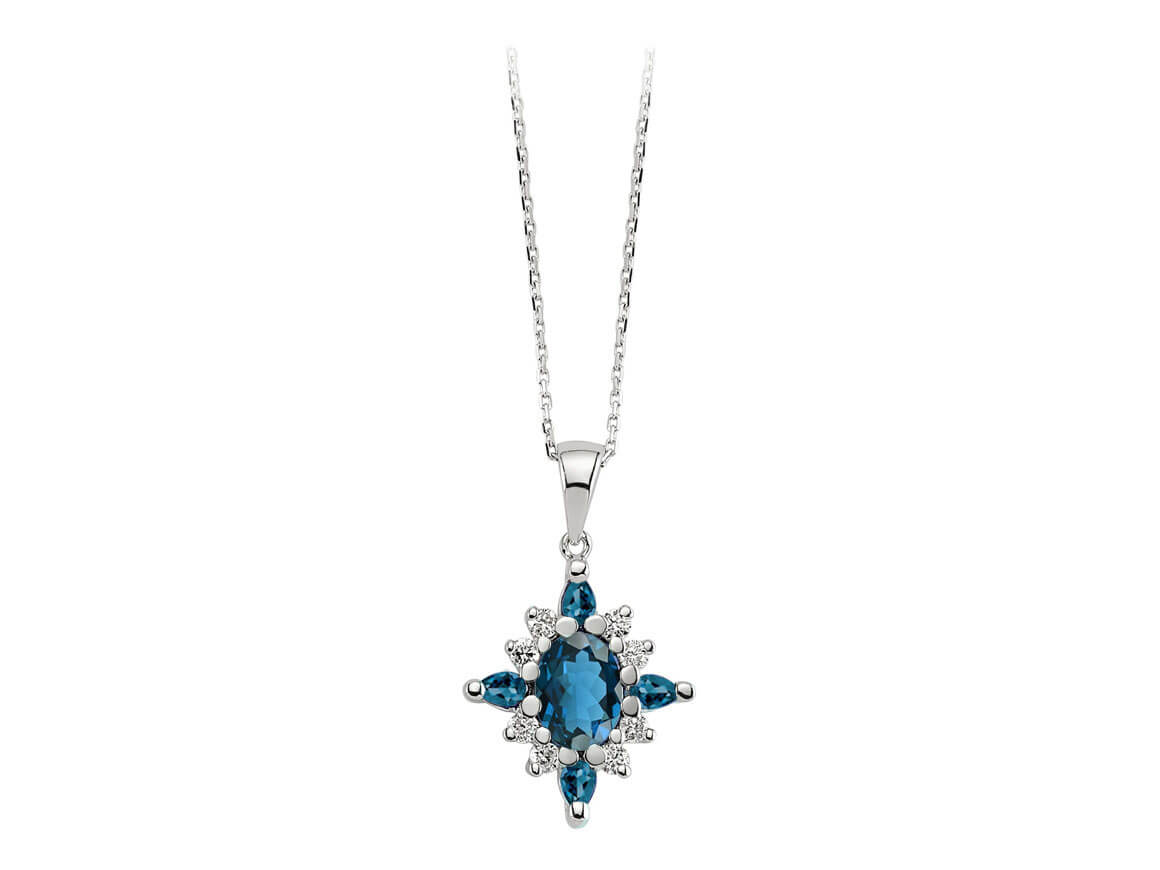 Diamond and London Blue Topaz May Necklace