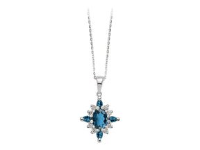 Diamond and London Blue Topaz May Necklace