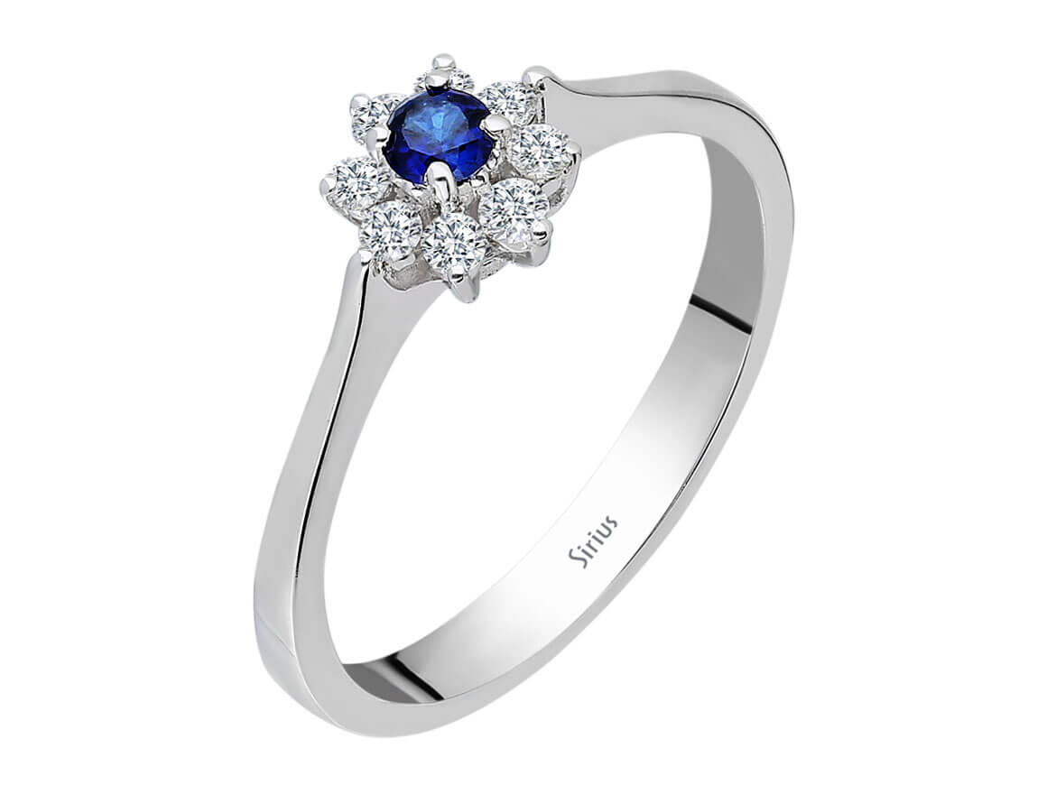 Bague marguerite diamant et saphir