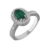 Diamond and Oval Emerald Ring