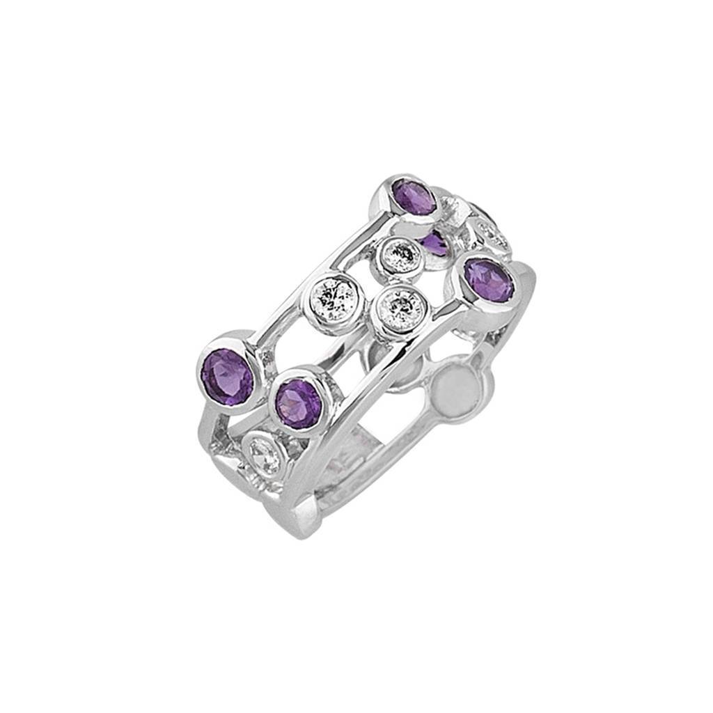 Bague diamant et améthyste