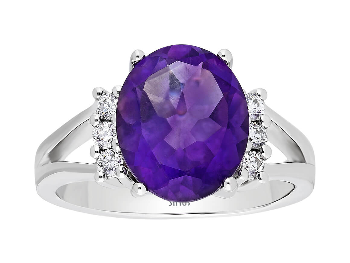 Bague diamant et améthyste ovale