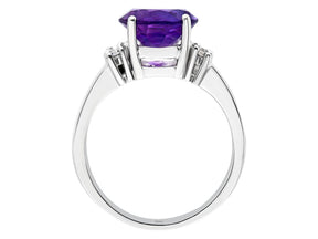 Bague diamant et améthyste ovale