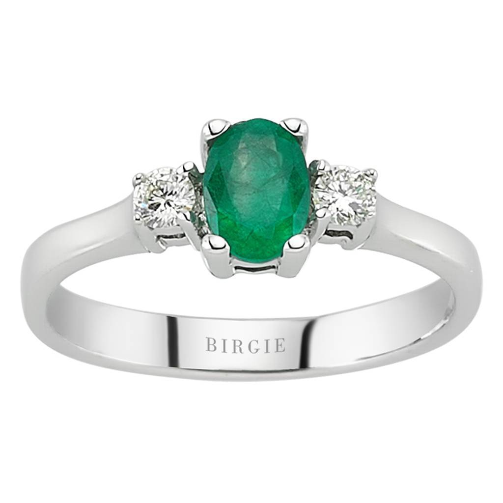 Bague diamant et émeraude ovale