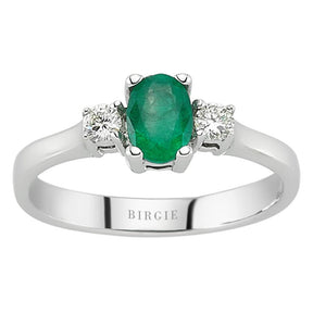 Bague diamant et émeraude ovale