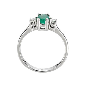 Bague diamant et émeraude ovale