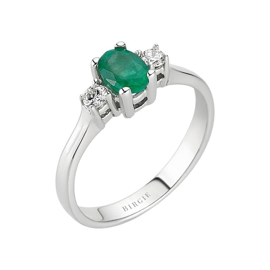 Bague diamant et émeraude ovale