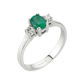 Bague diamant et émeraude ovale
