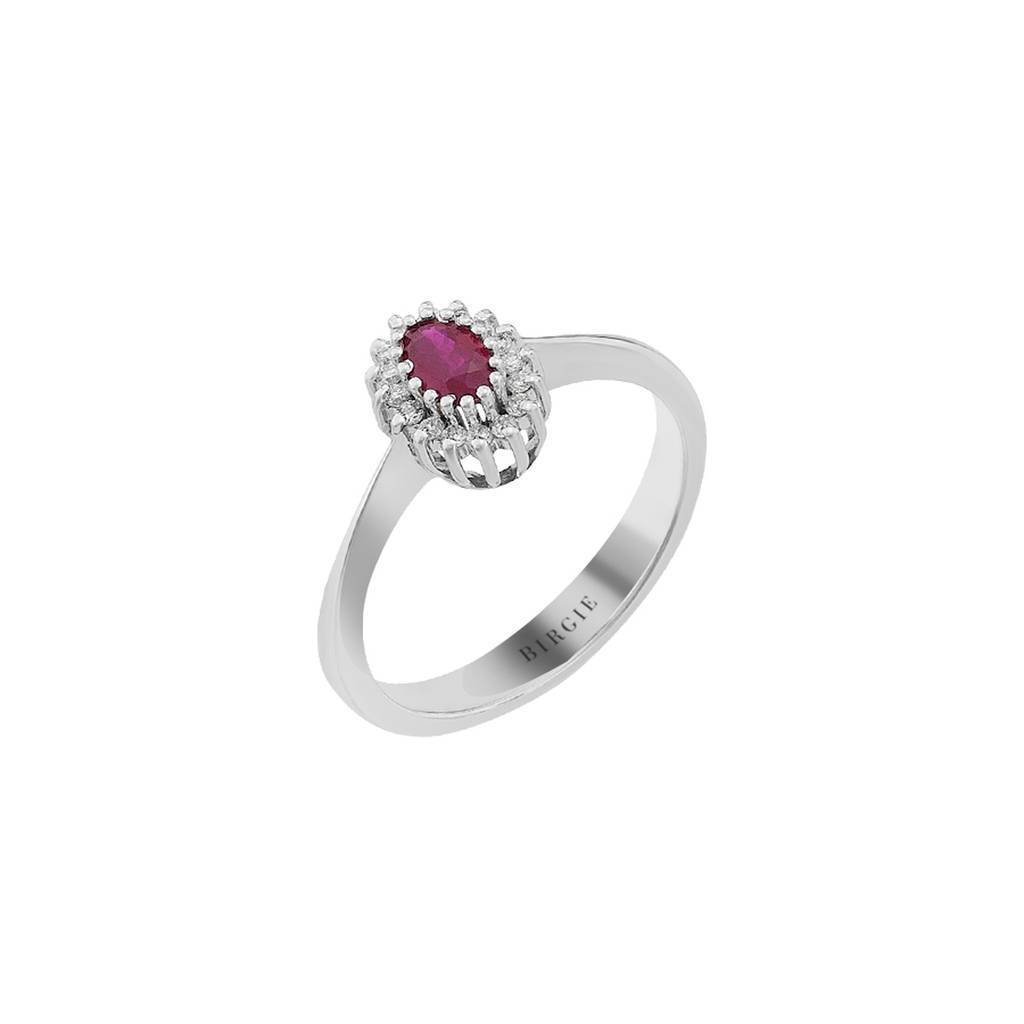 Bague diamant et rubis ovale