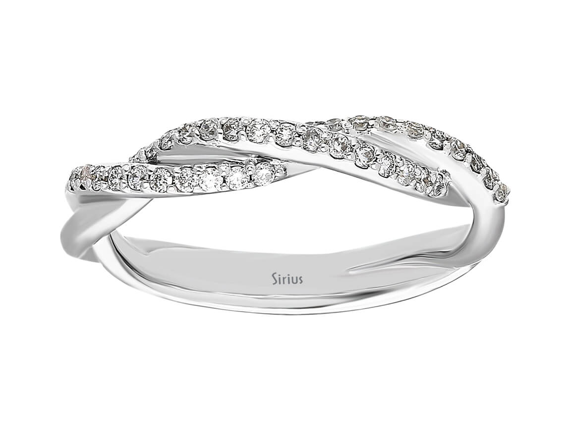Alliance demi-rond diamant deux rangs