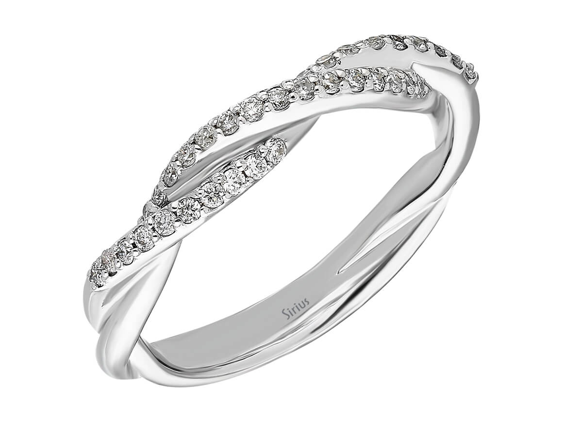 Alliance demi-rond diamant deux rangs