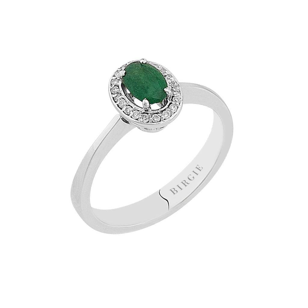 Bague diamant et émeraude ovale