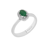 Bague diamant et émeraude ovale