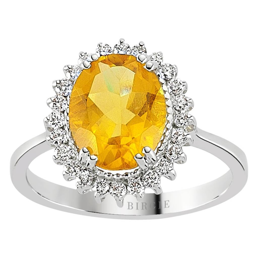 Bague diamant et citrine ovale