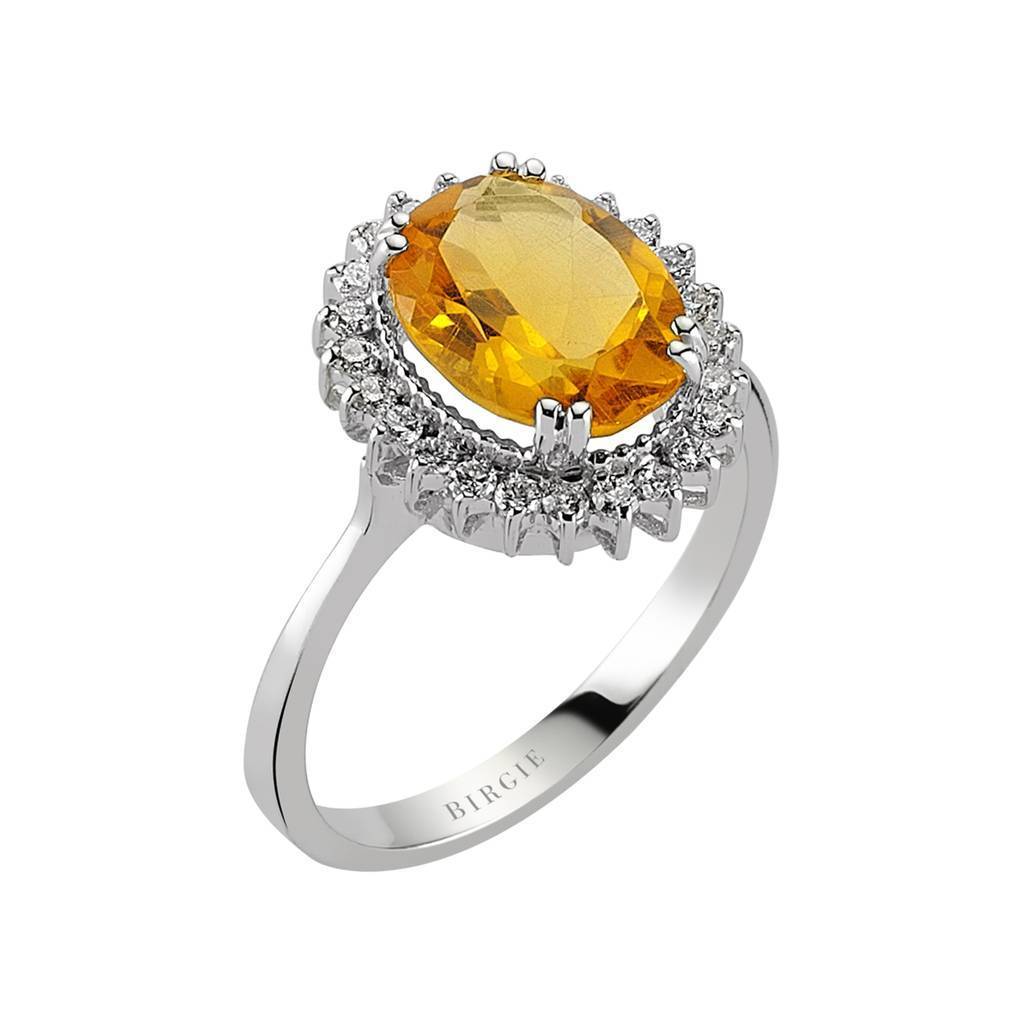 Bague diamant et citrine ovale