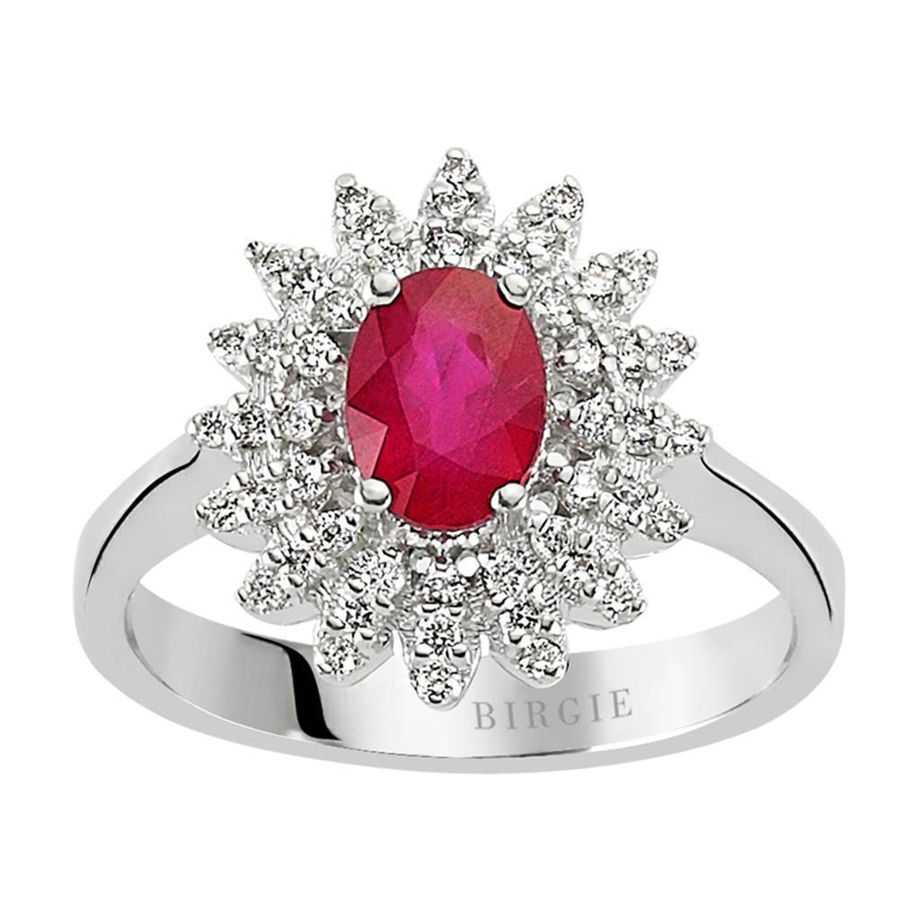 Bague diamant et rubis ovale