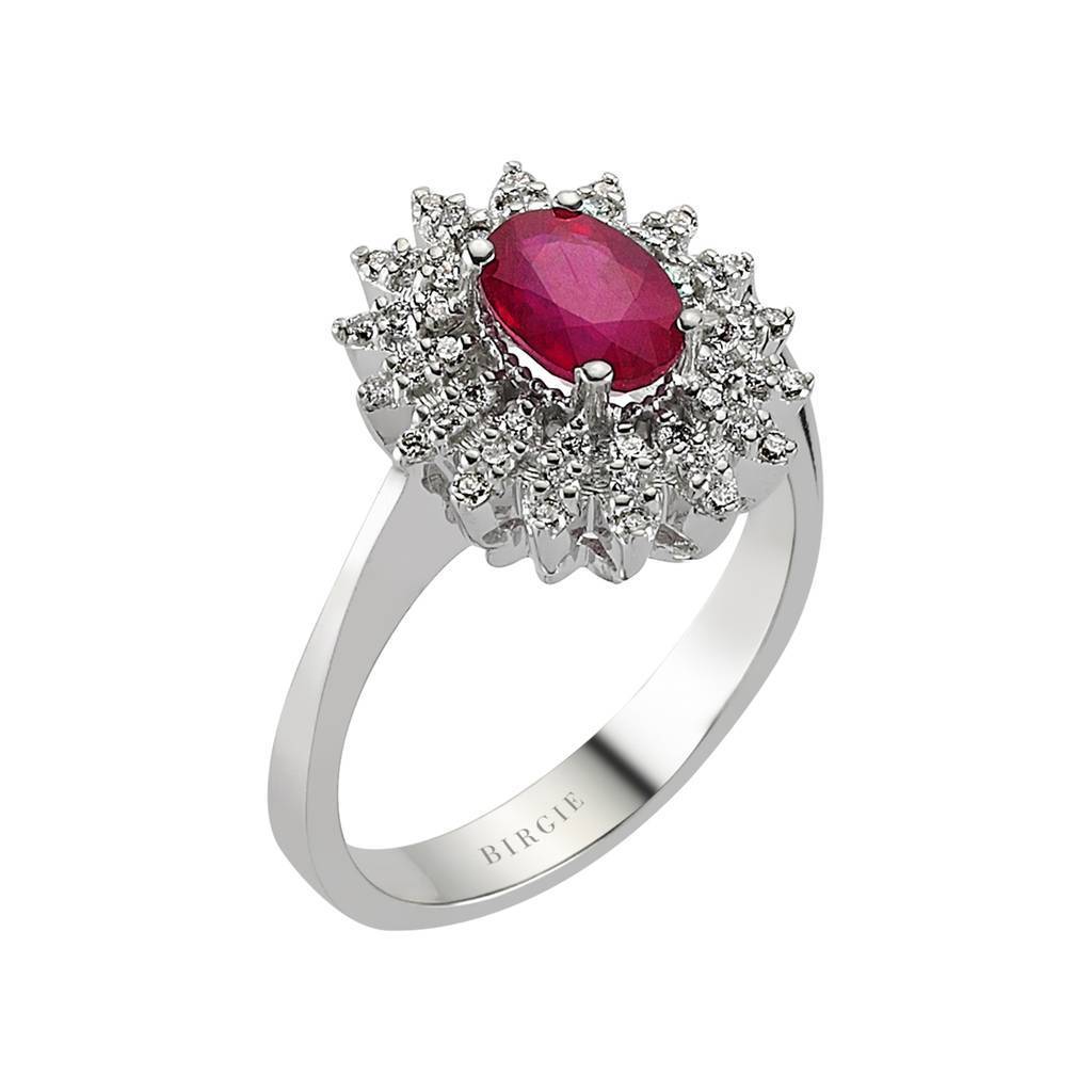 Bague diamant et rubis ovale