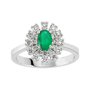 Bague diamant et émeraude ovale