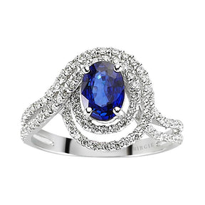 Diamond and Oval Sapphire Ring