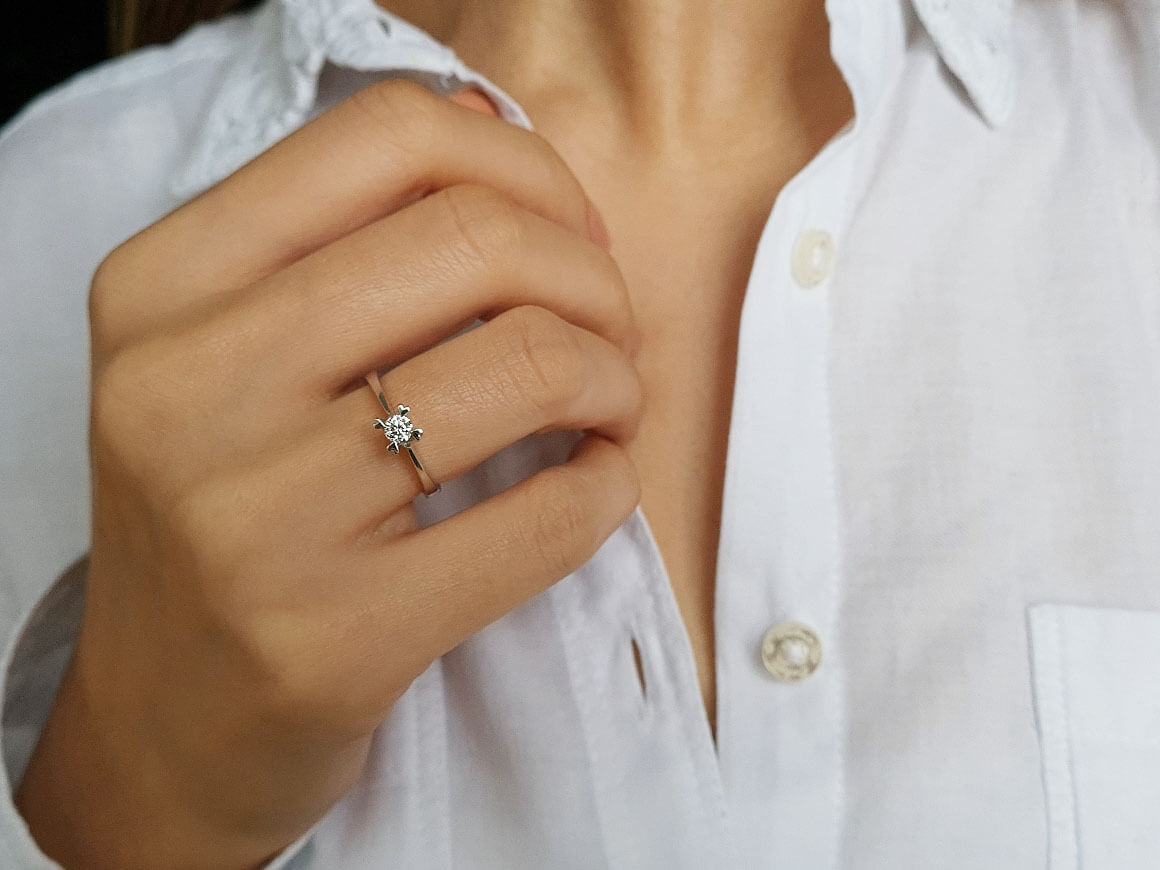 Bague solitaire diamant 0,18 carat