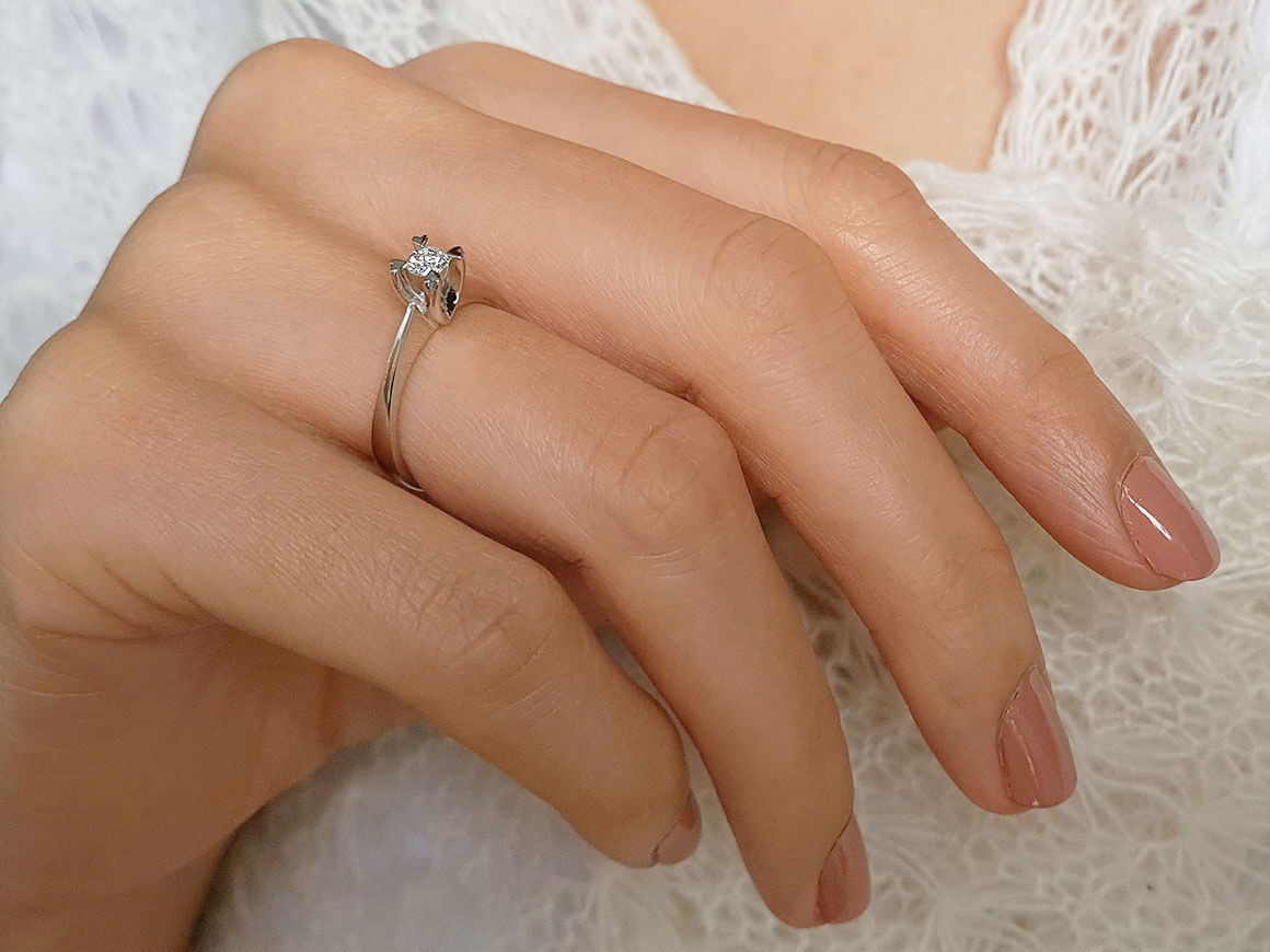 Bague solitaire diamant 0,18 carat