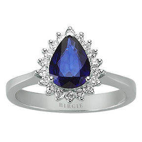 Diamant und Tropfen Saphir Ring