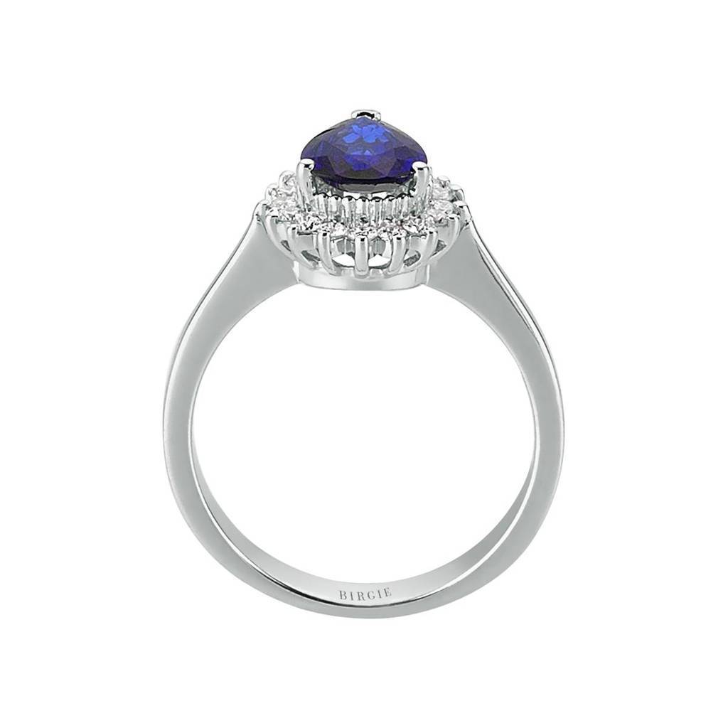 Diamant und Tropfen Saphir Ring