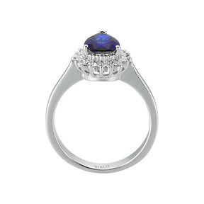 Diamant und Tropfen Saphir Ring