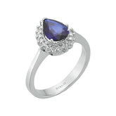 Diamant und Tropfen Saphir Ring