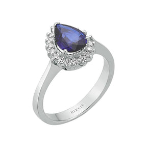 Diamant und Tropfen Saphir Ring