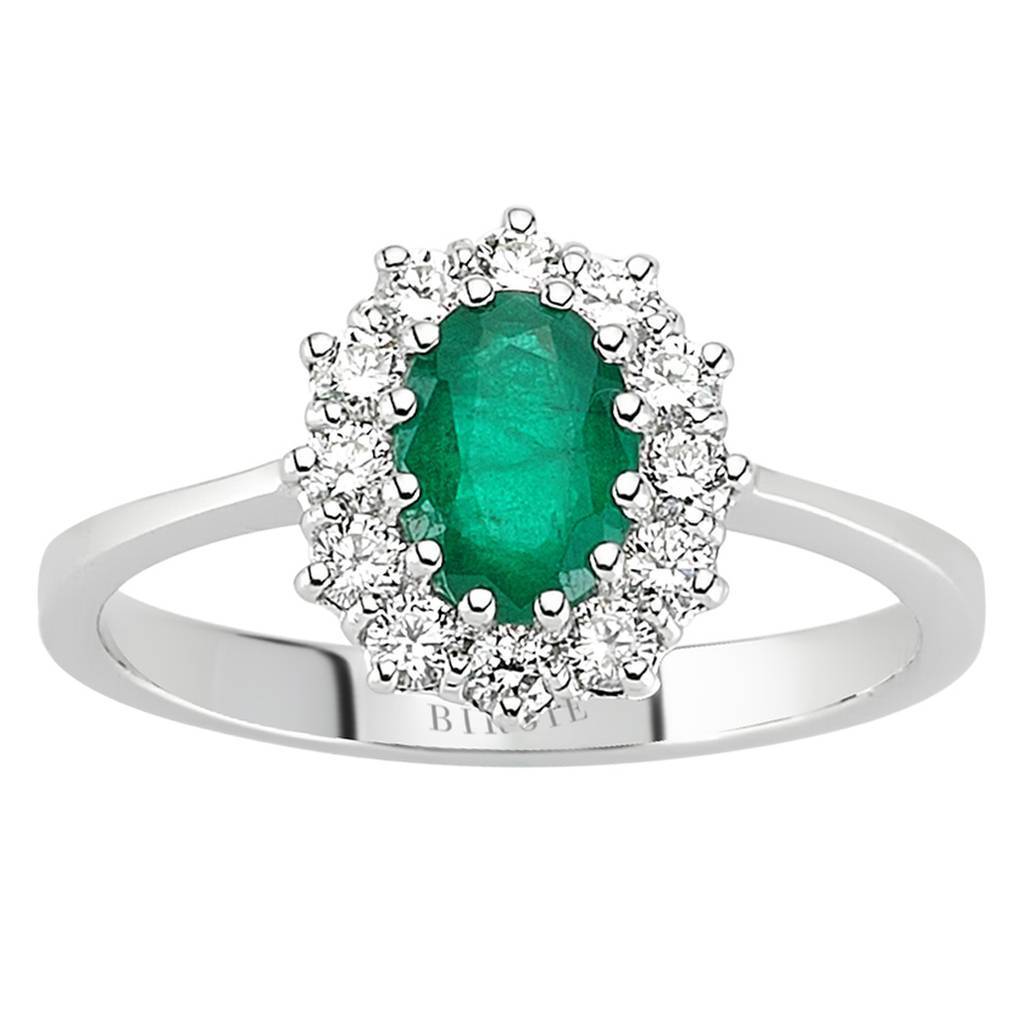 Bague diamant et émeraude ovale