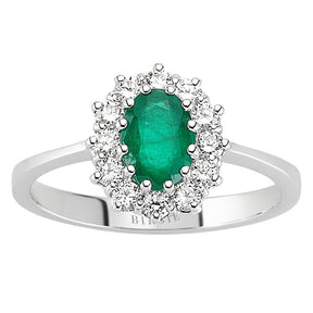 Bague diamant et émeraude ovale