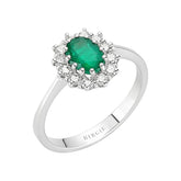 Bague diamant et émeraude ovale