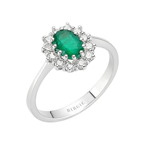Bague diamant et émeraude ovale
