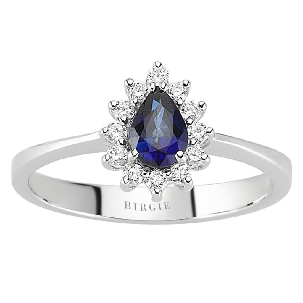 Bague diamant et saphir en forme de larme