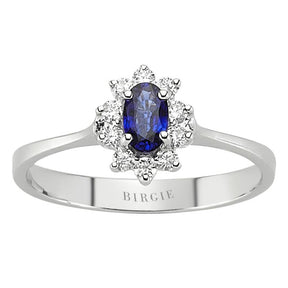 Bague Diamant et Saphir Ovale