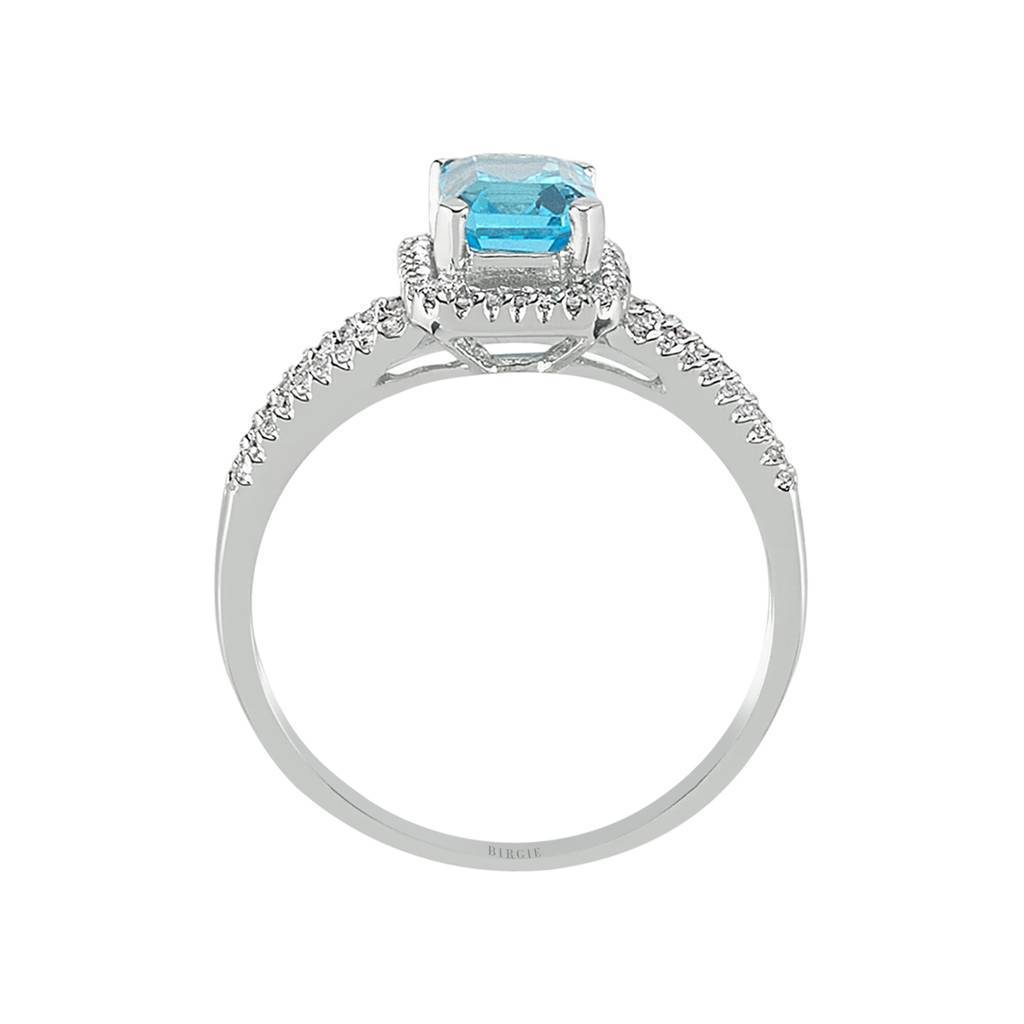 Diamond and Octagon Blue Topaz Ring