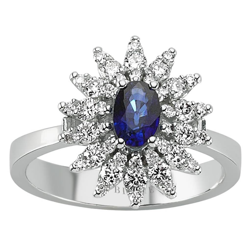 Diamond and Oval Sapphire Ring