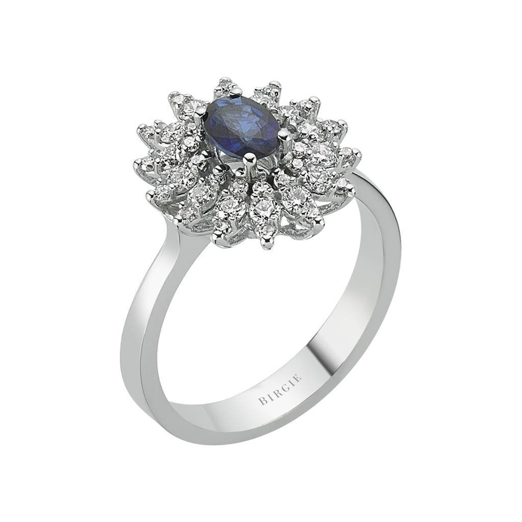 Diamond and Oval Sapphire Ring