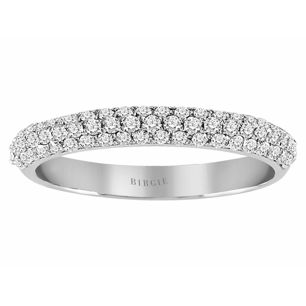 Alliance semi-circulaire diamant trois rangs
