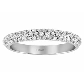 Alliance semi-circulaire diamant trois rangs