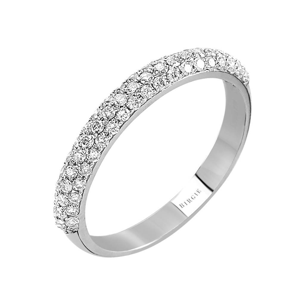 Alliance semi-circulaire diamant trois rangs