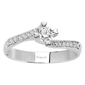 Bague solitaire halo de diamants de 0,39 carat au total