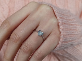 0.16 carat diamond solitaire heart ring