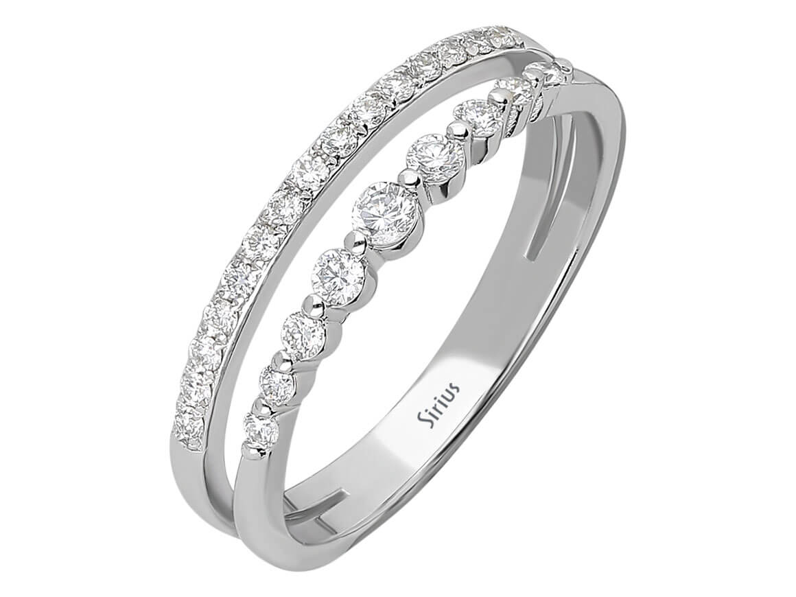 Alliance demi-rond diamant deux rangs
