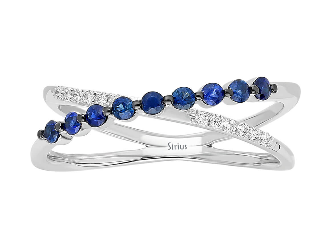 Diamond and Sapphire Half Round Alliance
