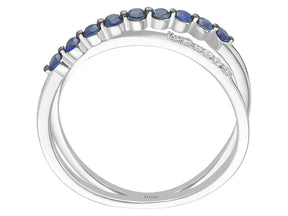 Alliance demi-rond diamant et saphir