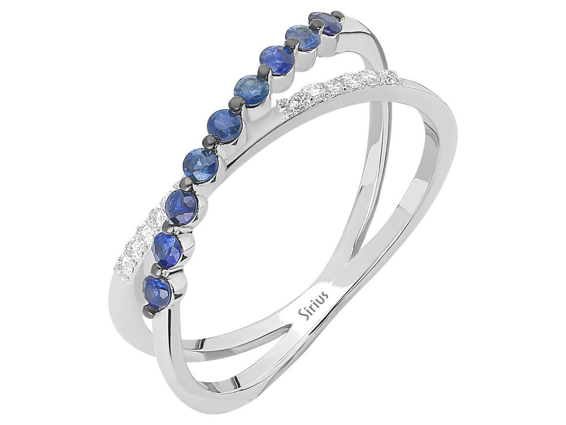 Diamond and Sapphire Half Round Alliance
