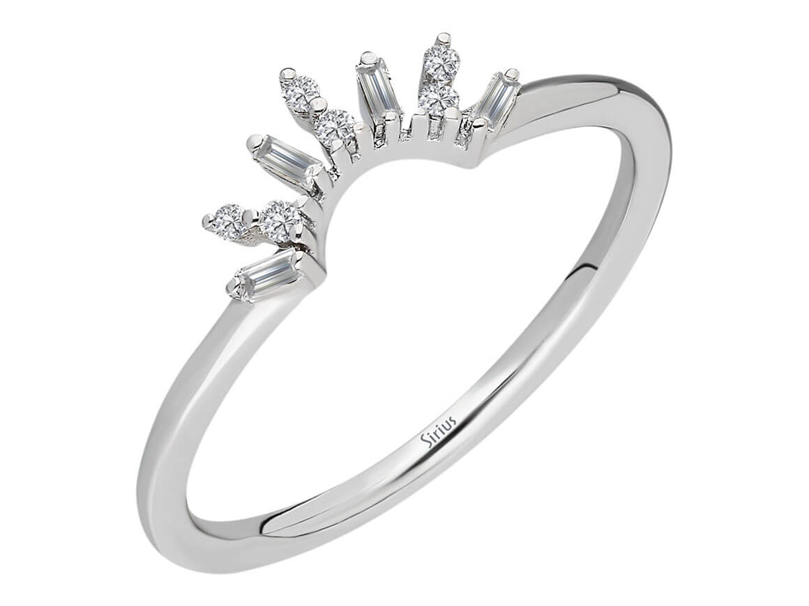Baguette Diamond Mezzaluna Ring
